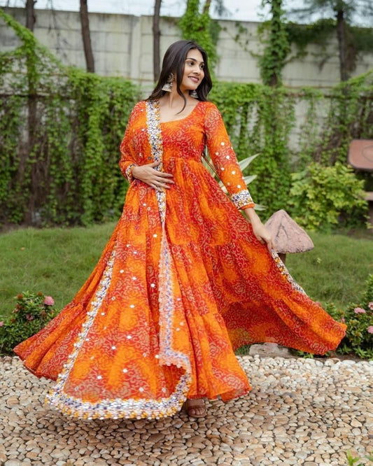 Ready to Wear Orange Anarkali Suit