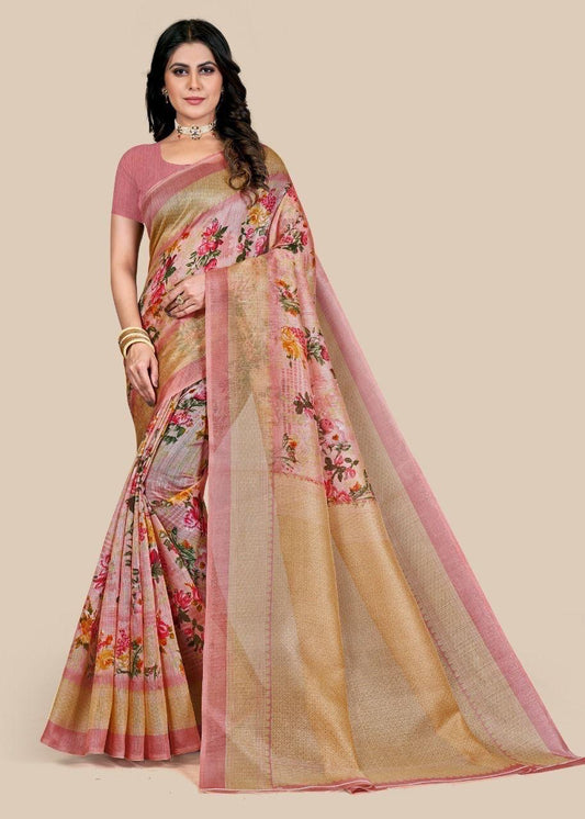 Silk Sari with Woven Design Full Stitched Blouse | Fall Pico Done