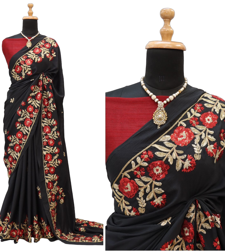 Silk Saree & Running Blouse, Traditional Ethnic Classic Stylish Wedding Party  Silk Sari