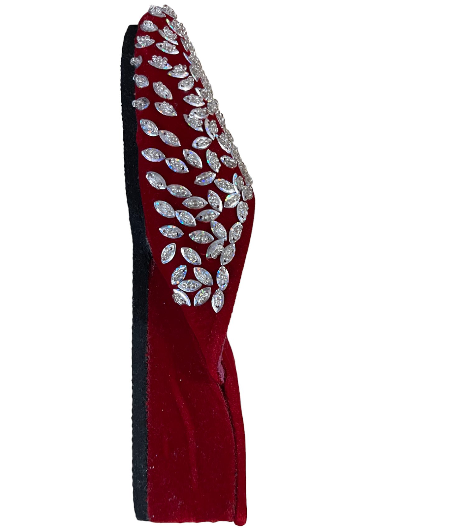 Stylish Handmade Makhmali Slipper with Sitara and pote embroidery with heel