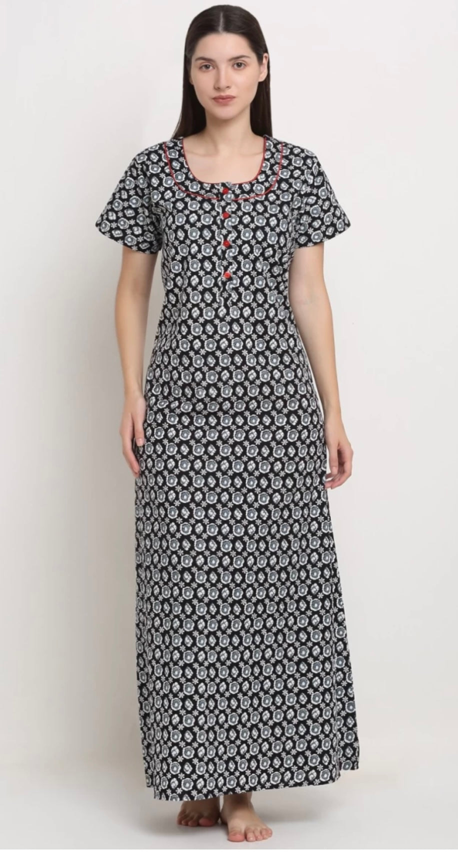 Regular Stitched Ladies Cotton Printed Nighty | Night Dress Gown