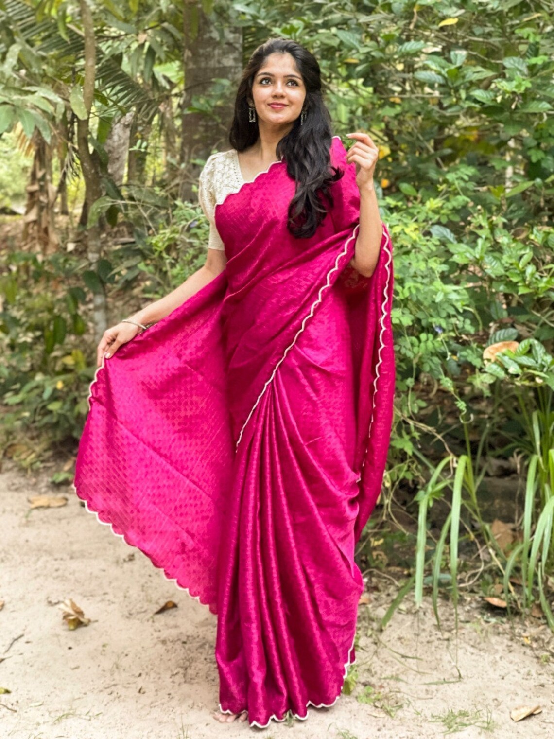 Cotton silk sari with stitched Blouse Falls and Pico done