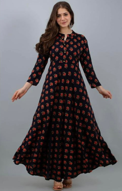 Floral Print Anarkali Gown