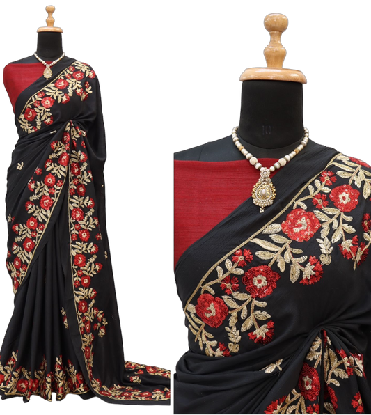 Silk Saree & Running Blouse, Traditional Ethnic Classic Stylish Wedding Party  Silk Sari