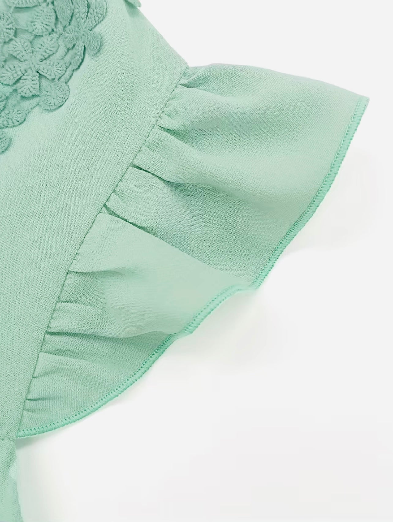 Lace Stitching Ruffle Trim T-Shirt
